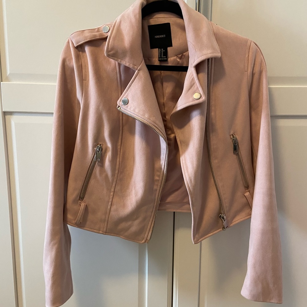 Faux suede moto jacket
